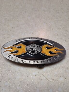 Harley-Davidson 1998 Vintage Belt Buckle 3D Fire Flame Eagle Rare Collectible